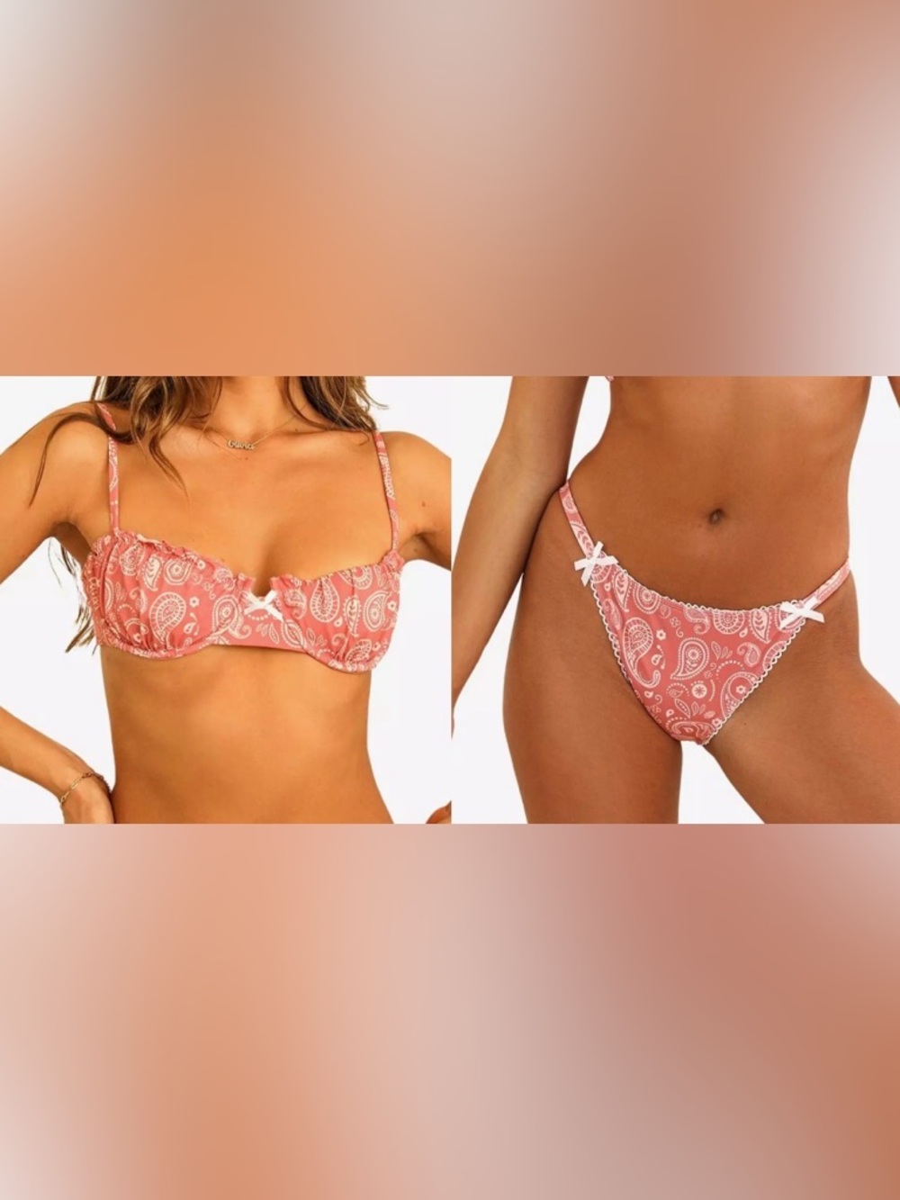 Dippin’ Daisys Primrose Underwire Top & Jane Cheeky Bottom Swim Set Pink Paisley